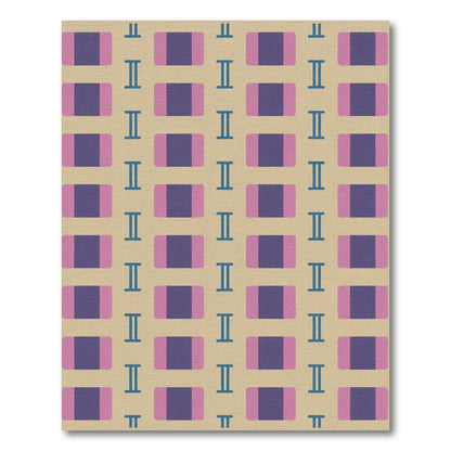 Beige Purple Pink Rectangles Geometric Rug