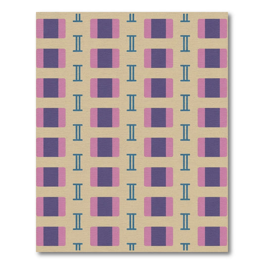 Beige Purple Pink Rectangles Geometric Rug