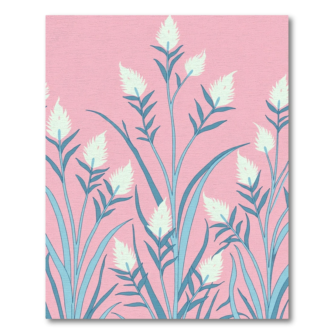 Soft Pink Teal Grass Bloom Rug