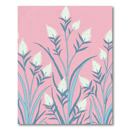 Soft Pink Teal Grass Bloom Rug