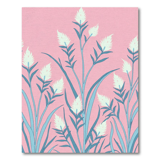 Soft Pink Teal Grass Bloom Rug