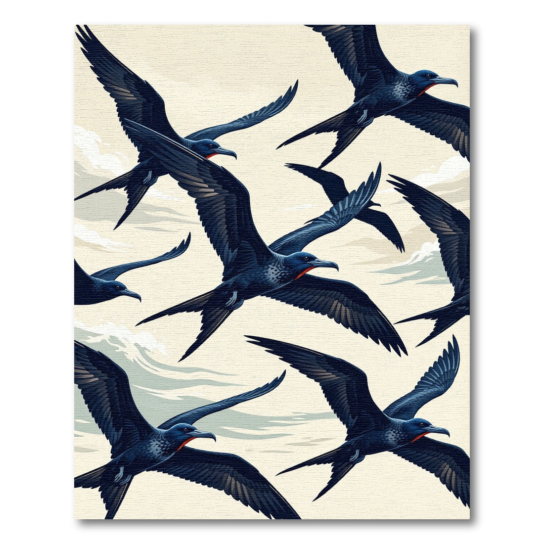Soaring Dark Navy Frigate Bird Composition Rug