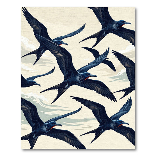 Soaring Dark Navy Frigate Bird Composition Rug