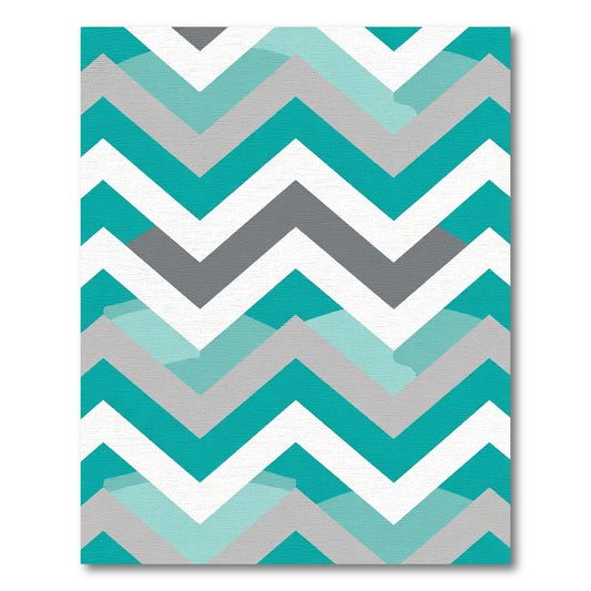 Teal White Gray Zigzag Stripes Rug