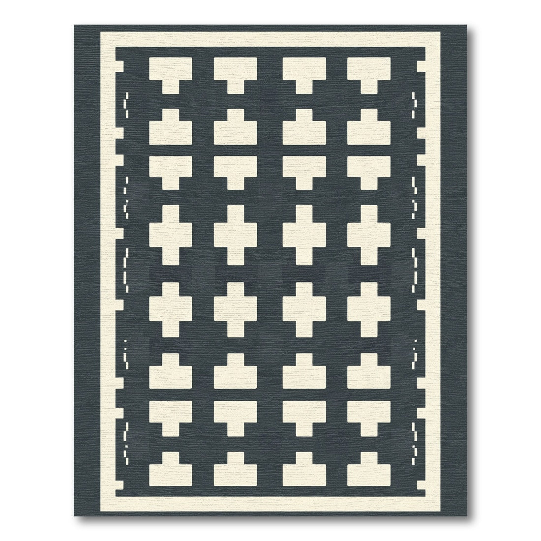 Cream and Gray Geometric Tessellation Rug