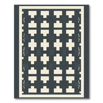 Cream and Gray Geometric Tessellation Rug
