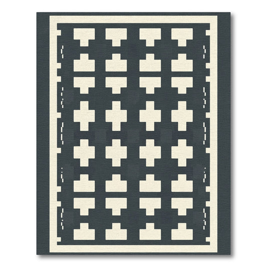 Cream and Gray Geometric Tessellation Rug
