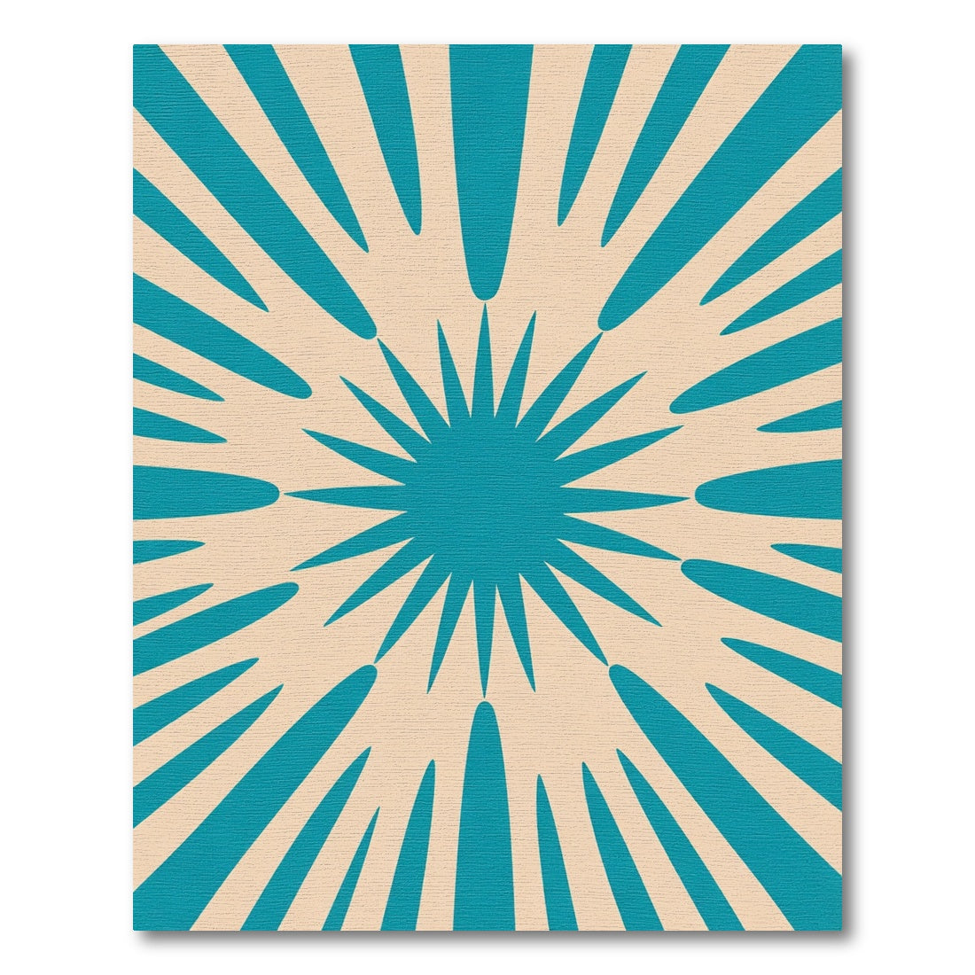 Teal Sunburst Geometric Mid Century Rug
