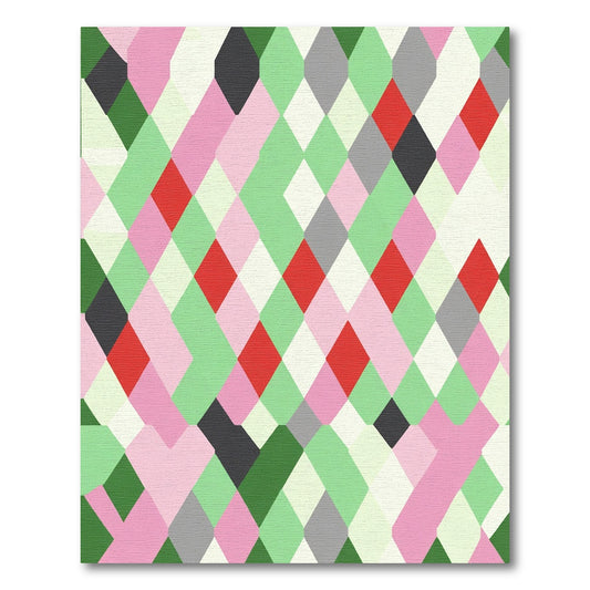 Pastel Geometric Diamond Stripe Rug