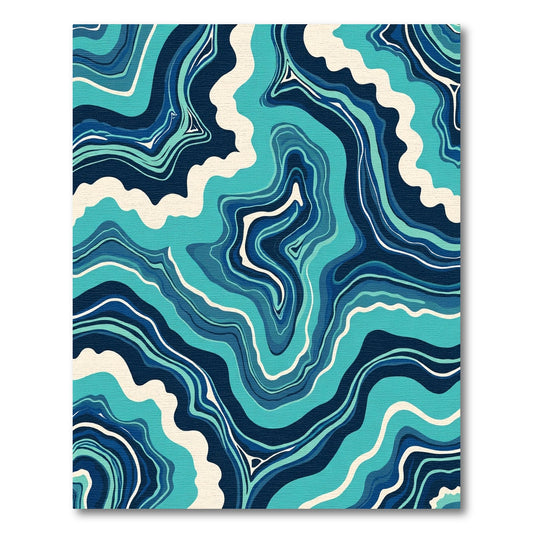 Oceanic Marbled Swirl Abstract Rug