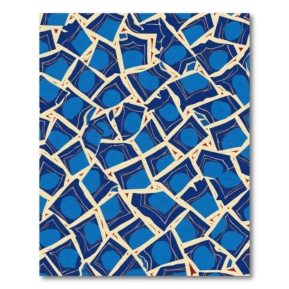 Vibrant Blue Geometric Fragment Rug