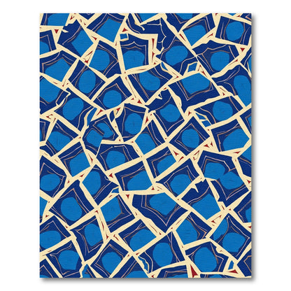 Vibrant Blue Geometric Fragment Rug