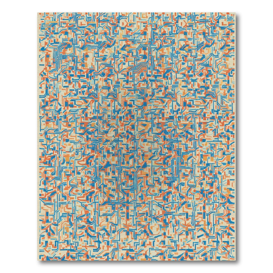 Orange Blue Complex Labyrinth Lines Rug