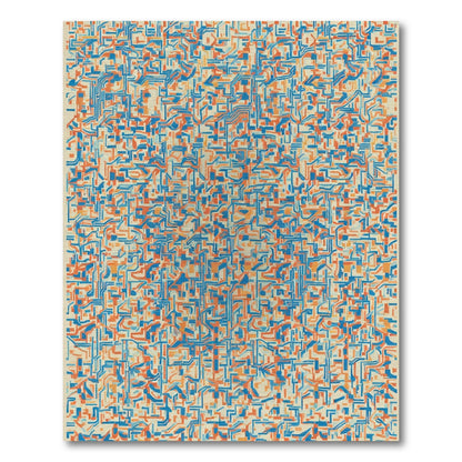 Orange Blue Complex Labyrinth Lines Rug