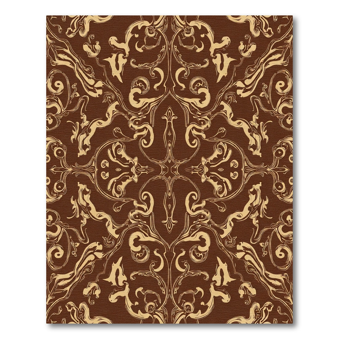 Rich Brown Gold Baroque Swirl Rug
