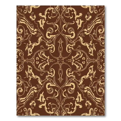 Rich Brown Gold Baroque Swirl Rug