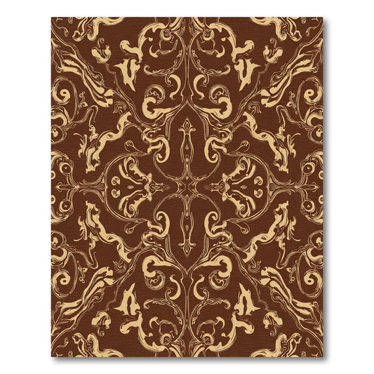 Rich Brown Gold Baroque Swirl Rug
