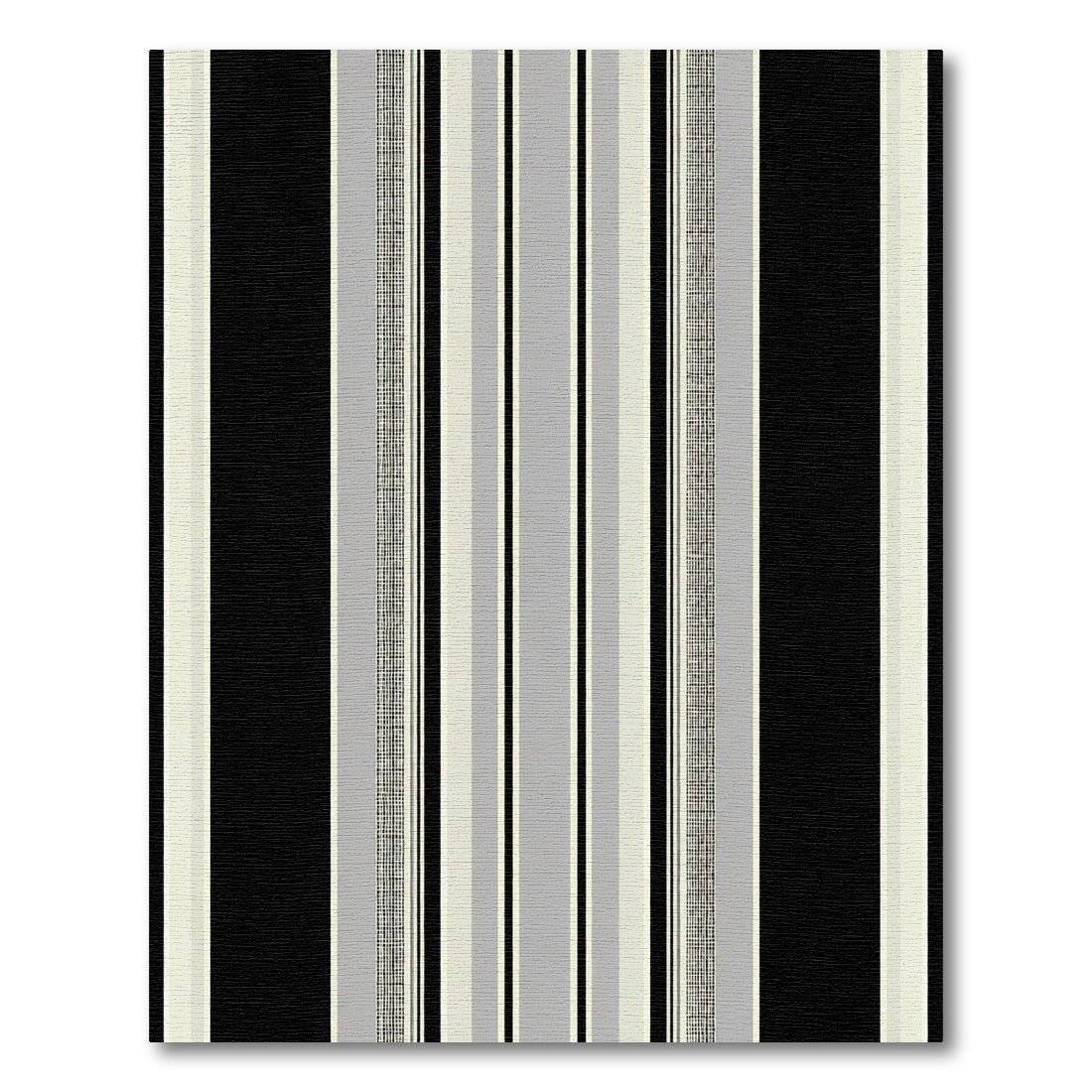 Black Gray White Striped Canvas Rug