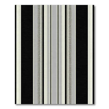 Black Gray White Striped Canvas Rug