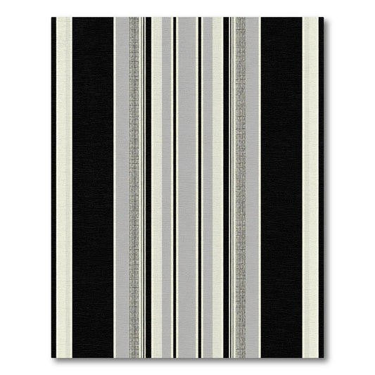 Black Gray White Striped Canvas Rug