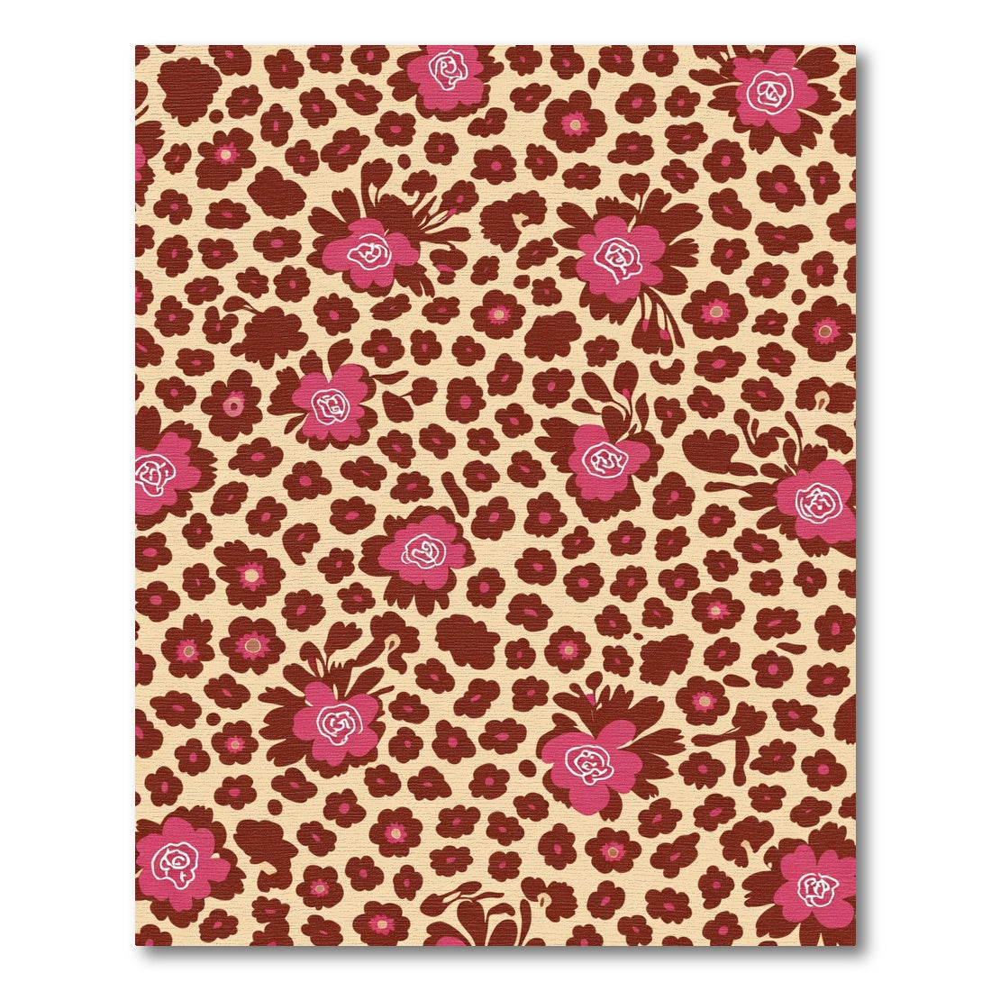 Crimson Pink Leopard Floral Scatter Rug