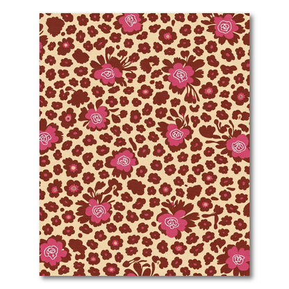 Crimson Pink Leopard Floral Scatter Rug