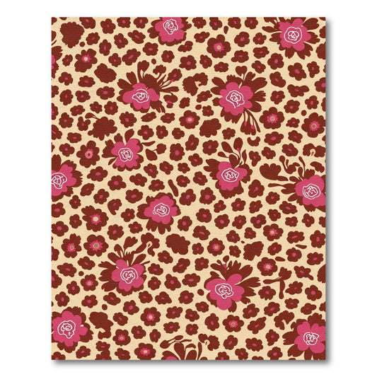 Crimson Pink Leopard Floral Scatter Rug