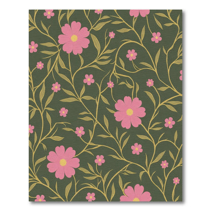 Pink Floral Vine Artwork Rug