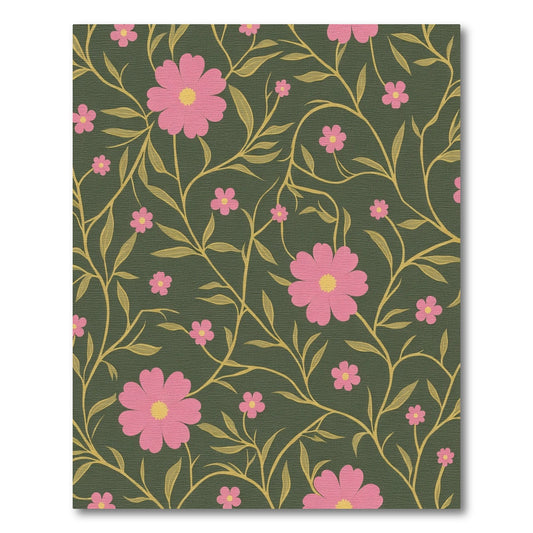 Pink Floral Vine Artwork Rug