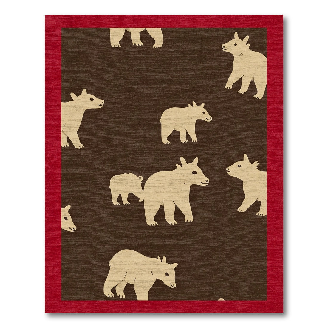 Brown Beige Silhouette Bear Meadow Rug