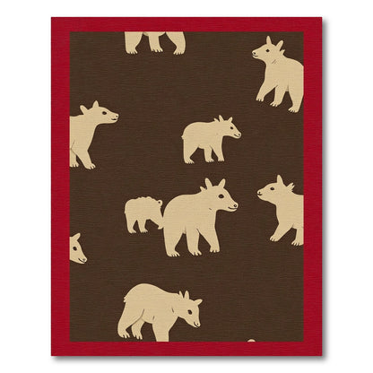 Brown Beige Silhouette Bear Meadow Rug