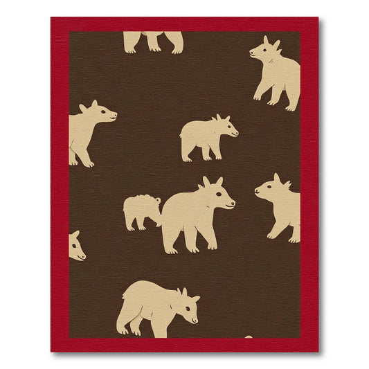 Brown Beige Silhouette Bear Meadow Rug