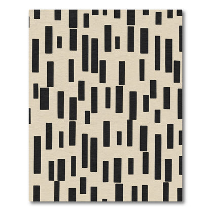 Modern Black Rectangular Grid Rug