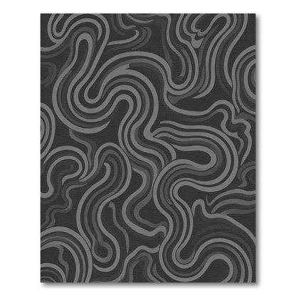 Dark Gray Swirling Ribbon Rug