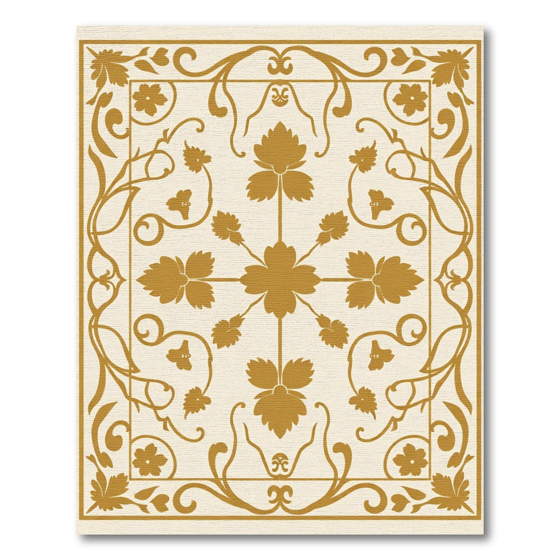 Golden Vine Floral Medallion Rug