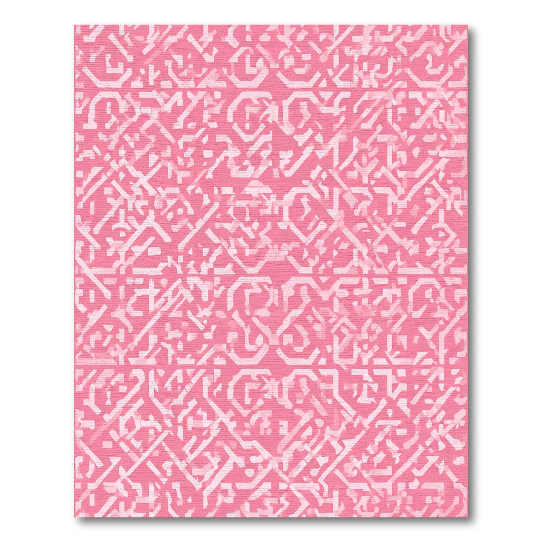 Pink White Abstract Geometric Overlay Rug