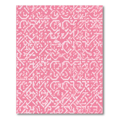 Pink White Abstract Geometric Overlay Rug