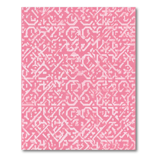 Pink White Abstract Geometric Overlay Rug