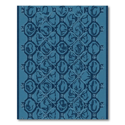 Deep Blue Interlocking Lattice Accents Rug