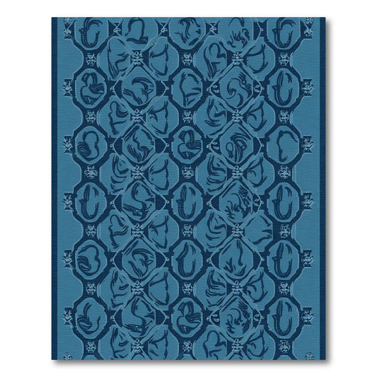 Deep Blue Interlocking Lattice Accents Rug