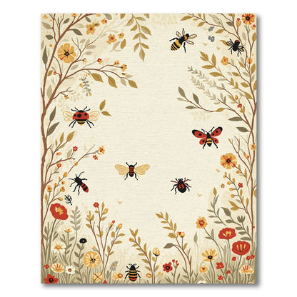 Whimsical Ladybugs Bees Garden Meadow Rug