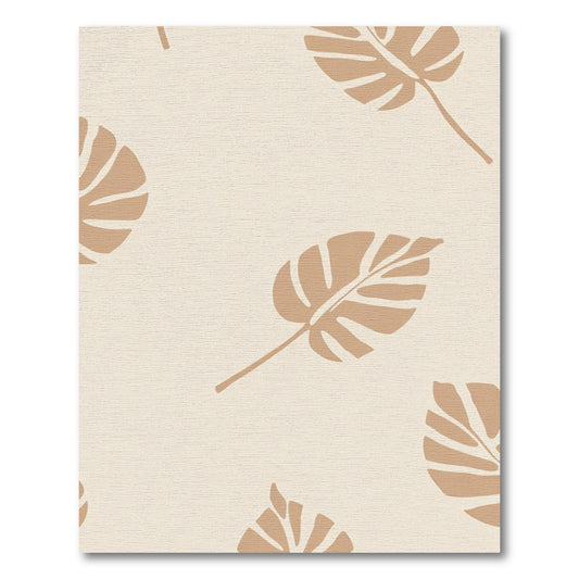 Neutral Beige Tropical Leaf Repetition Rug