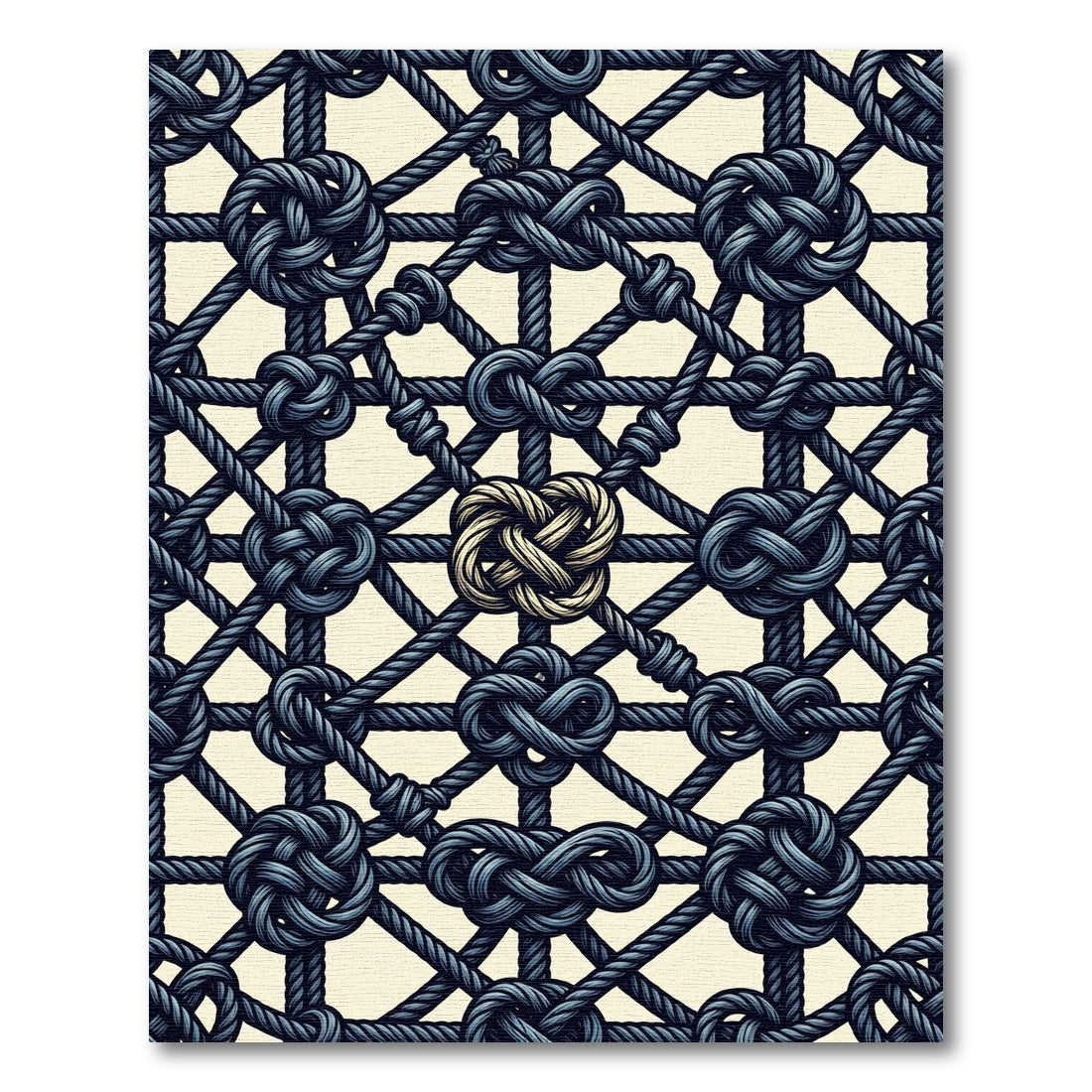 Dark Blue Braided Knot Grid Rug