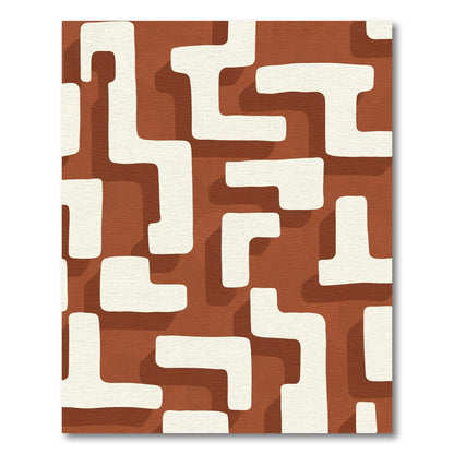 Modern Terracotta Bone Abstract Rug