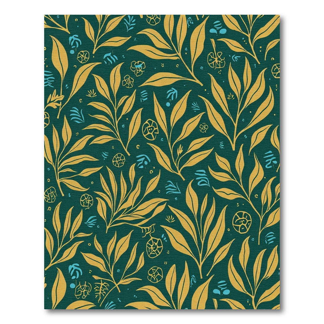 Golden Leafy Branches Teal Harmony Rug