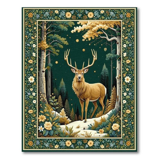 Majestic Golden Stag Enchanted Forest Rug