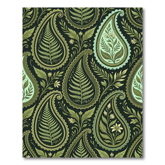 Elegant Sage Green Fern Paisley Rug