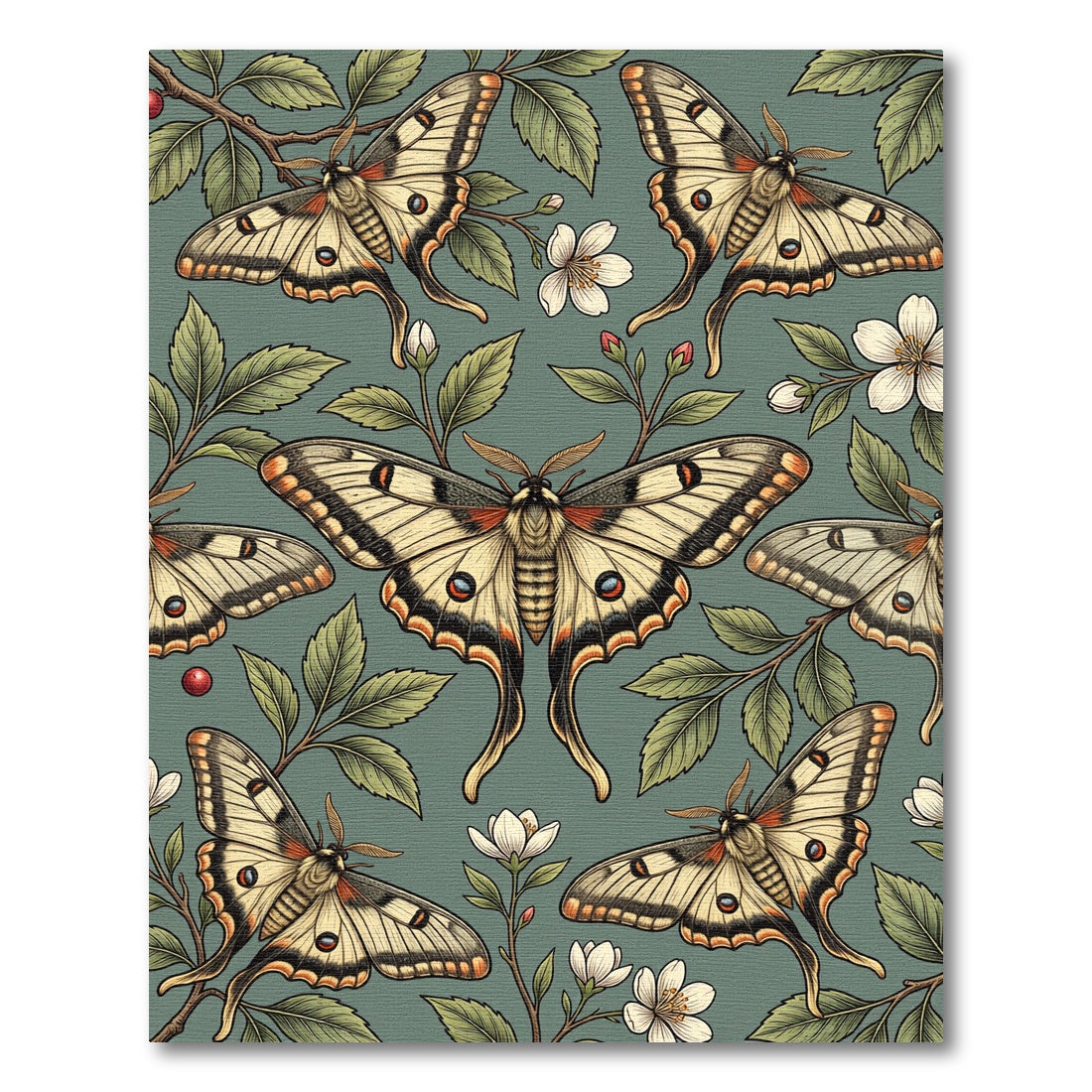Sage Botanical Luna Moth Nature Garden Rug