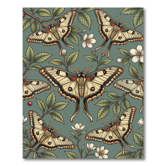 Sage Botanical Luna Moth Nature Garden Rug