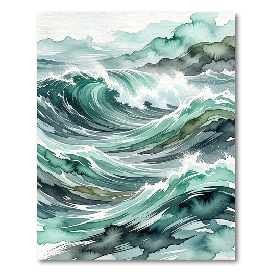Teal Ocean Wave Watercolor Swirl Rug